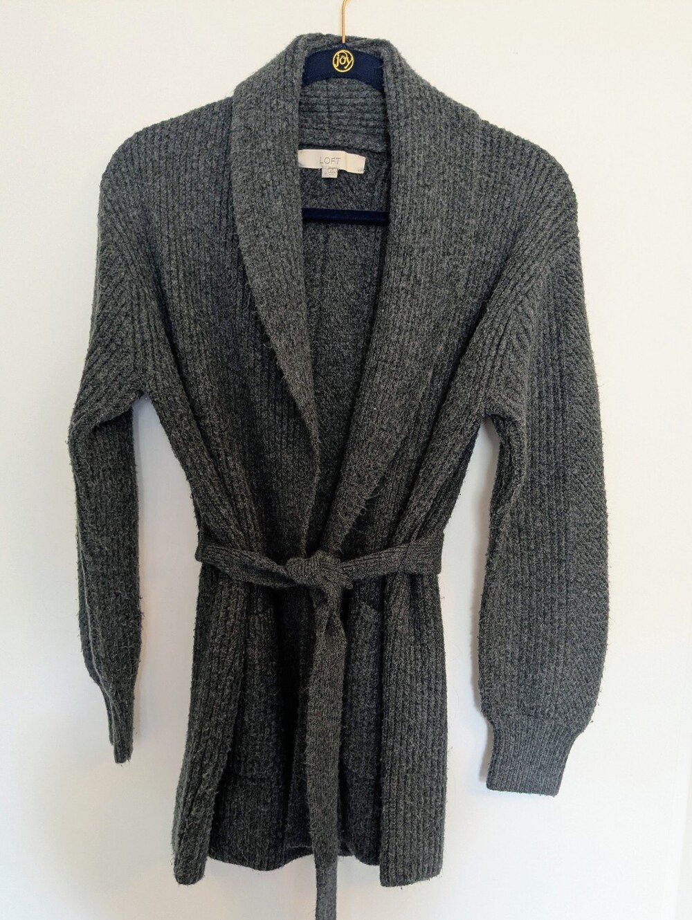 Loft Gray Pocket Tie Cardigan